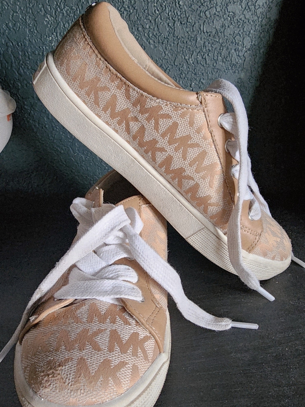 Michael Kors Tan MK Logo Low-Top Sneakers with White Laces